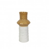 Jarra Ceramica Cálice Branco e Mostarda 0.34m altura